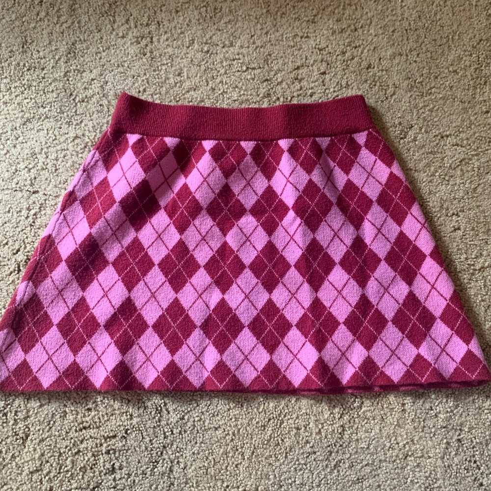 Sugar Thrillz Pink and Red Argyle Mini skirt